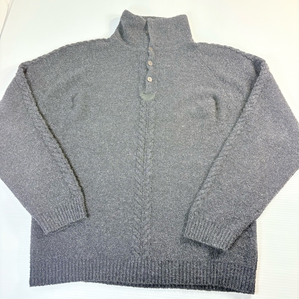 Robert Comstock Endurance Wool Alpaca Blend SzM Gray Textured Knit Pullover Cozy